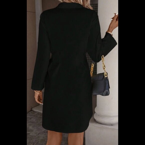 Rolled sleeve collared button down shirt dress preppy - Picture 3 of 3